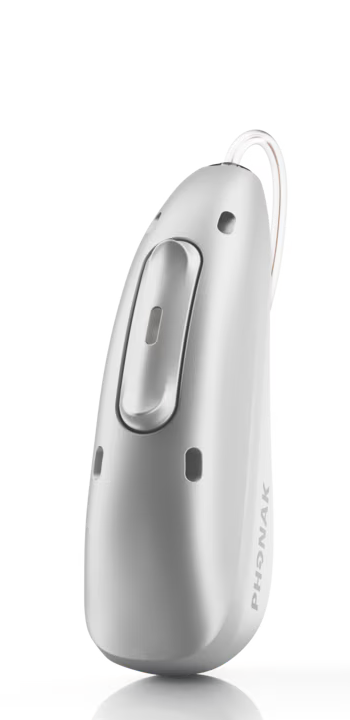 Phonak Audéo Infinio Sphere receiver-in-canal hearing aid in silver