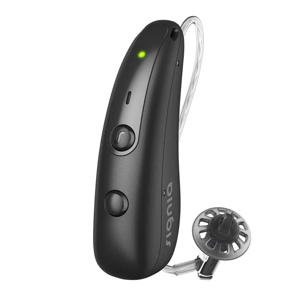 Signia Pure Charge&Go IX rechargeable receiver-in-canal hearing aid in black