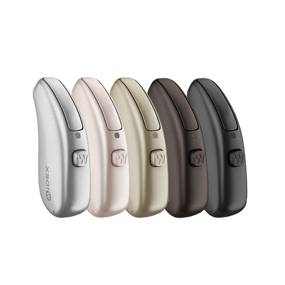The Widex Allure receiver-in-canal lineup in five colours